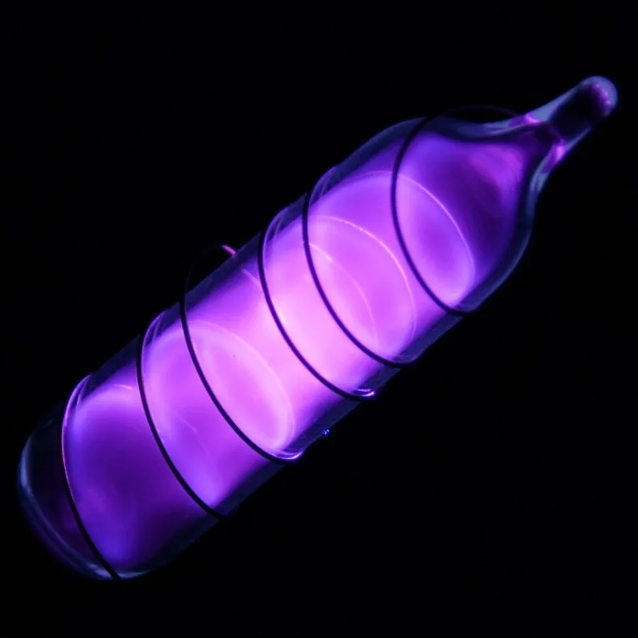 Argon during an electrical discharge. The glow is not its ordinary room-temperature color.