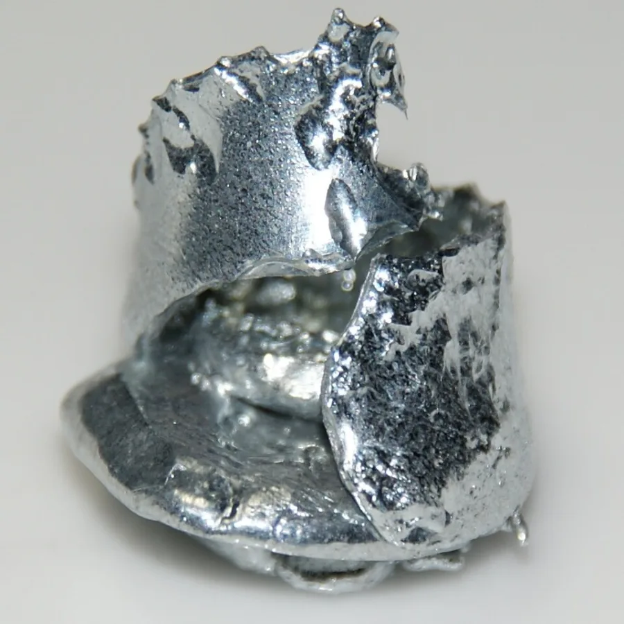 Solid gallium. It melts at about 30°C, so its state depends on temperature.