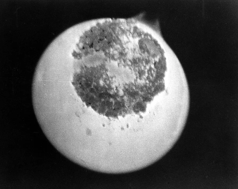 Protactinium sample. Appearance can vary with surface and storage conditions.