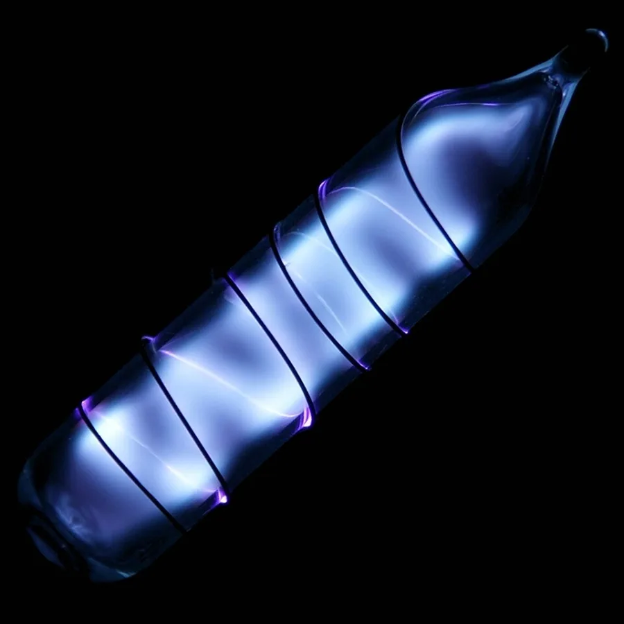 Xenon during an electrical discharge. The glow is not its ordinary room-temperature color.